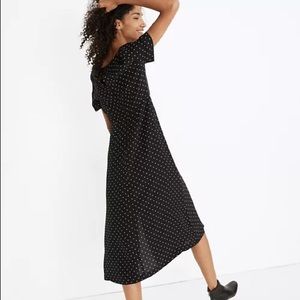 Madewell Silk Crewneck Midi Dress in Polka Dot